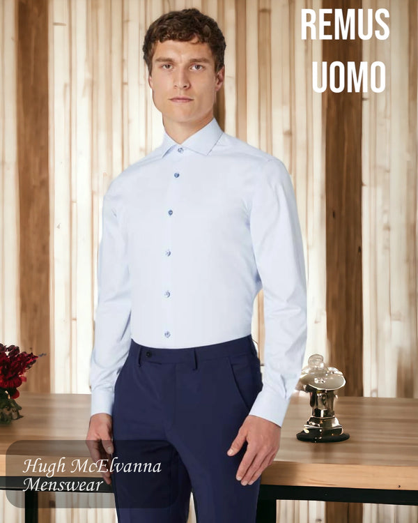 Blue Stretch Tapered Fit Mens Shirt Style: 18626/21
