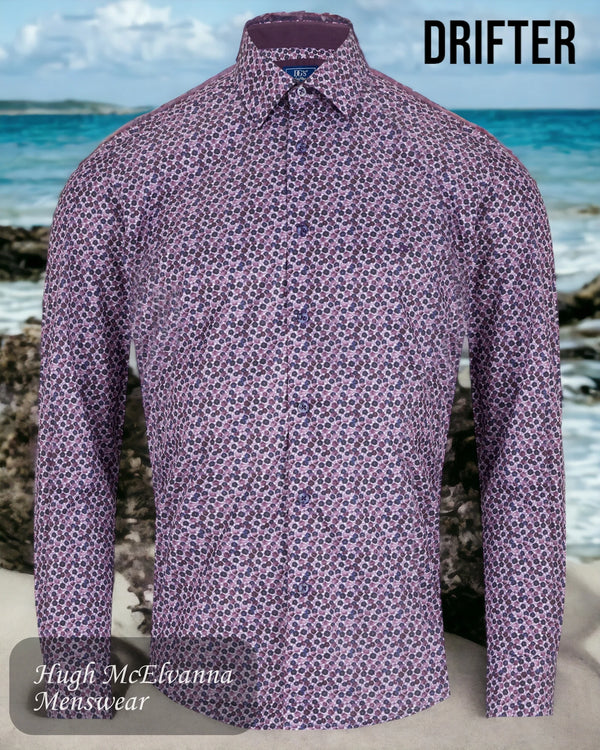 Mens Drifter Purple Design Long Sleeve Shirt Style: 14497/76
