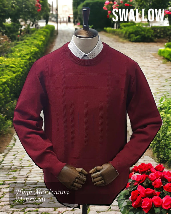 Swallow WINE Patterned Round Neck Pullover Style: AW22.03