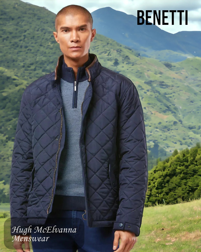 Mens Navy Quilted Coat Style: BRUTUS