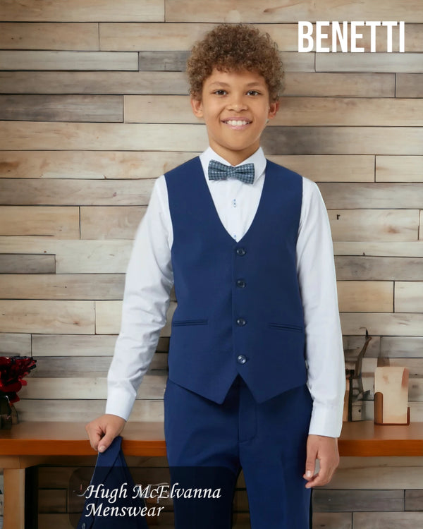 Boys 'PETER' Petrol Blue 3Pc. Suit by Benetti