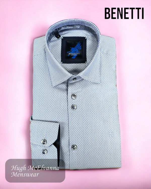 Benetti Blue Long Sleeve Design Shirt Style: REGA
