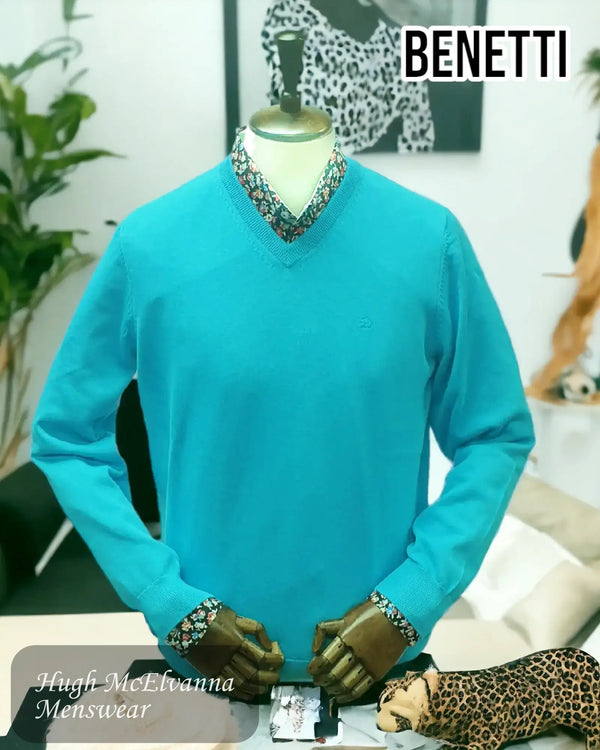 Benetti Turquoise V-N Pullover - DK459