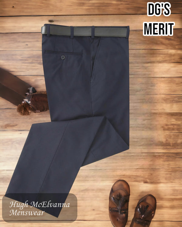 Cavalry Twill NAVY Stretch Waist Trouser by DGs Merit Style: 71686/78
