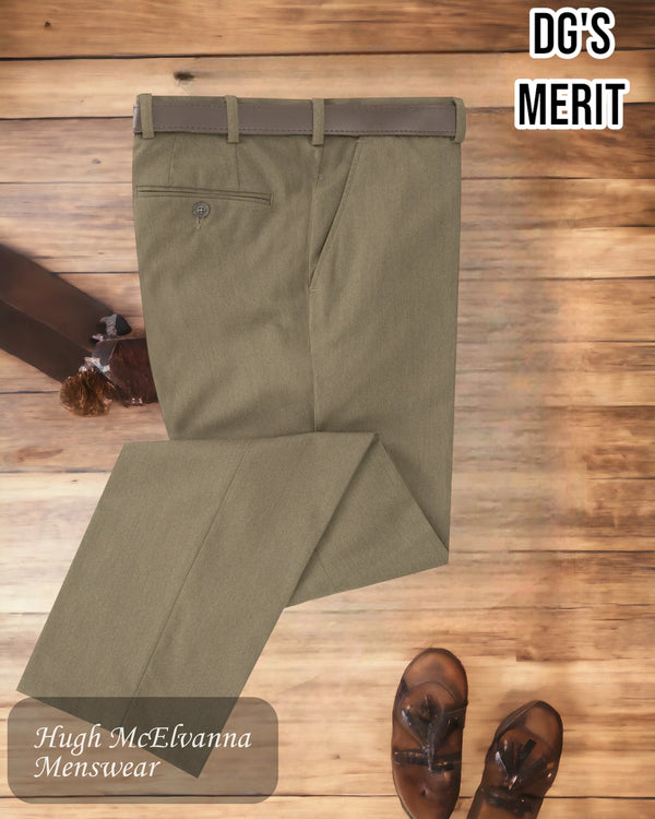 Cavalry Twill TAUPE Stretch Waist Trouser by DGs Merit Style 71686/43