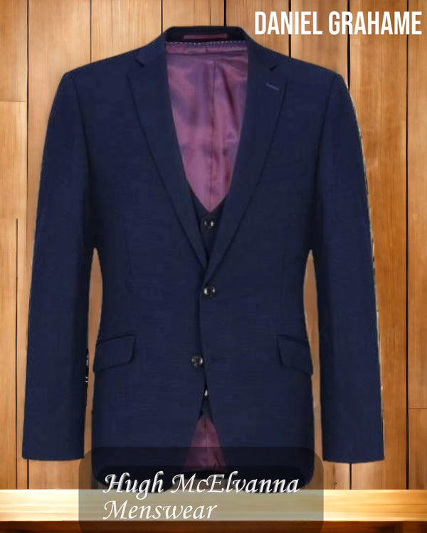 Daniel Grahame Blue Tapered Fit Design Fabric 3Pc. Suit Style: 30921-28
