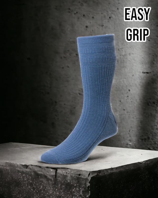 Blue Wool Rich Easy Grip Socks from Hugh McElvanna Menswear
