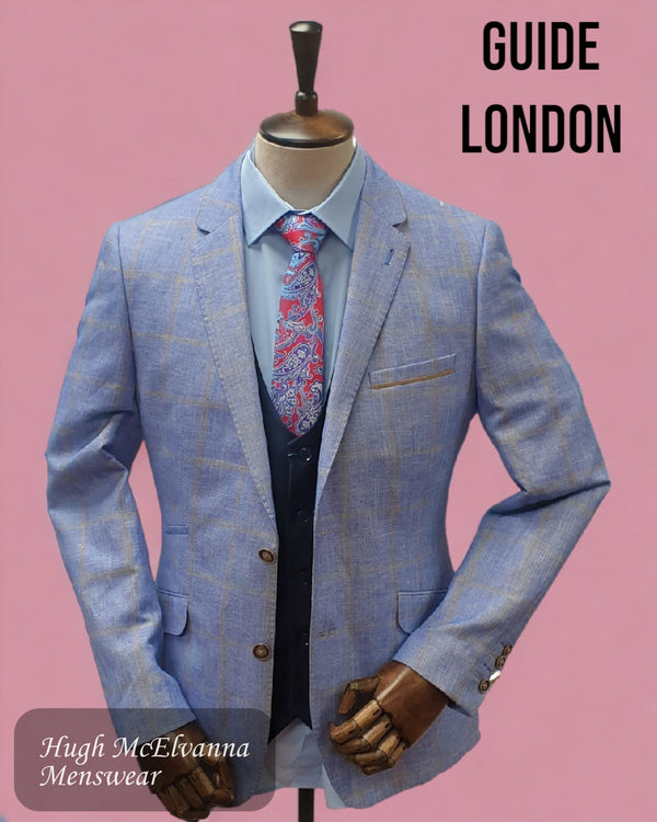 Men's Fashion Blue Check Blazer by Guide London Style: 3250