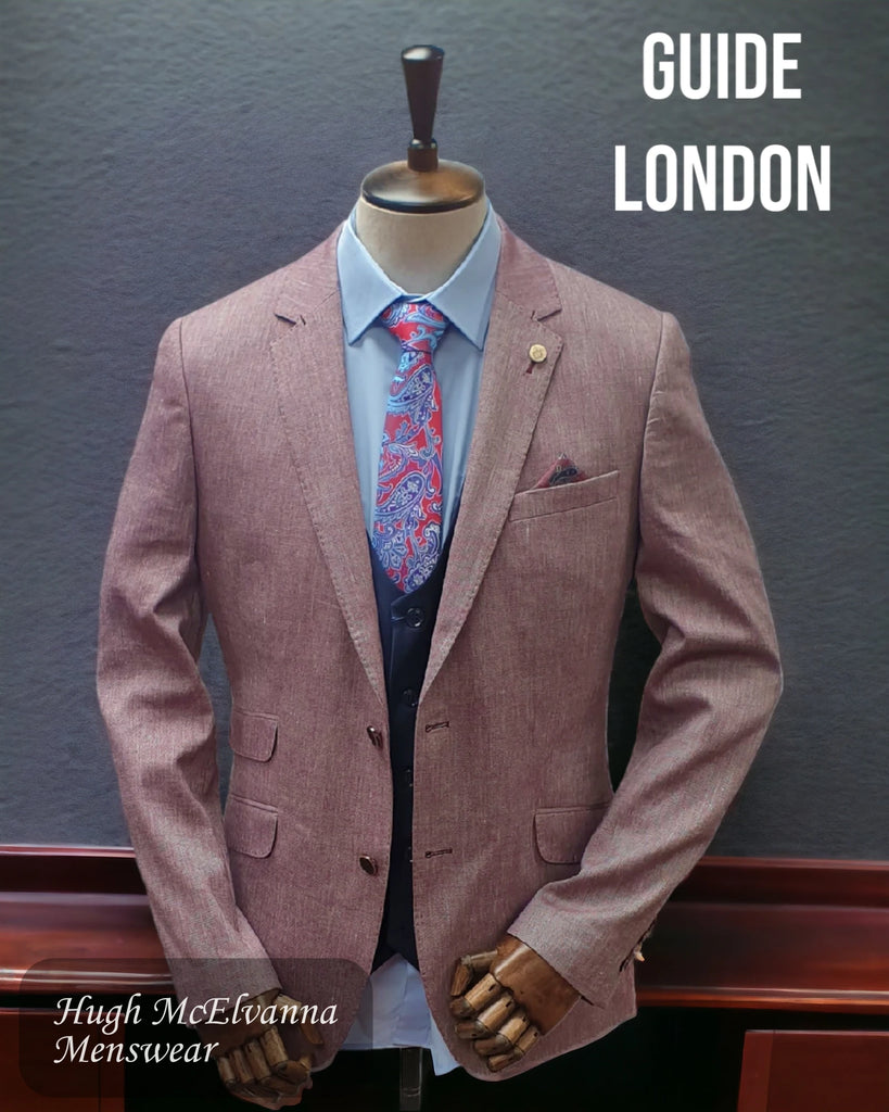 Men's Fashion Burgundy Linen Look Blazer by Guide London Style: 3330