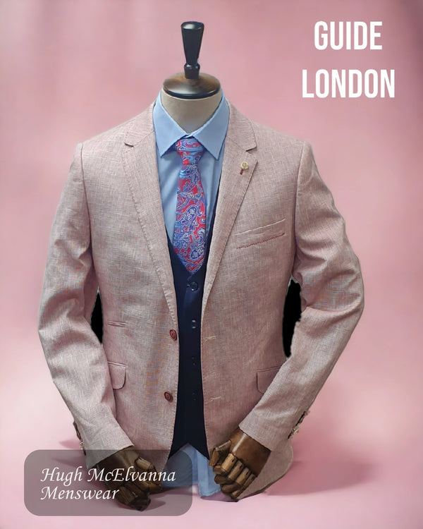 Men's Fashion Burgundy Linen Look Blazer by Guide London Style: 3252