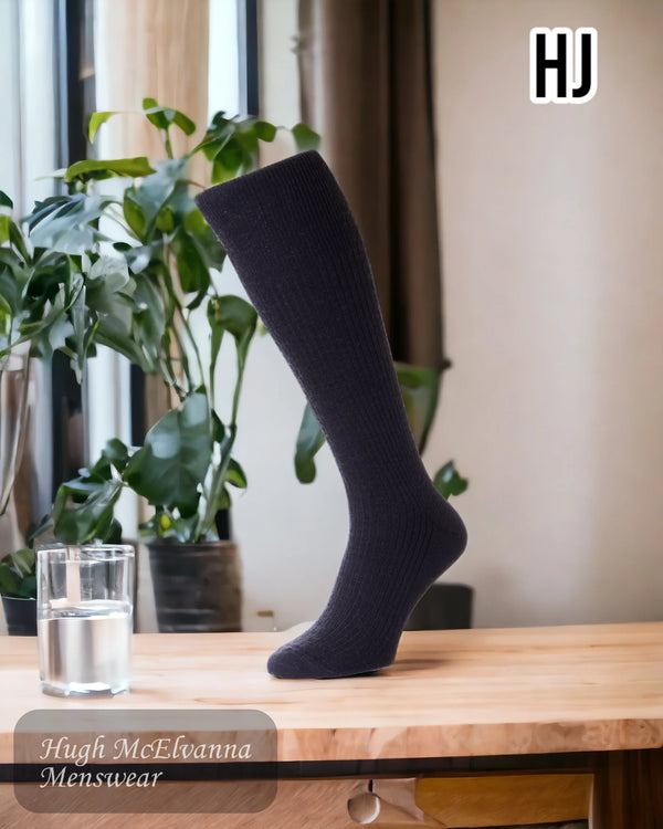 HJ Immaculate Wool Long Leg Sock - Black