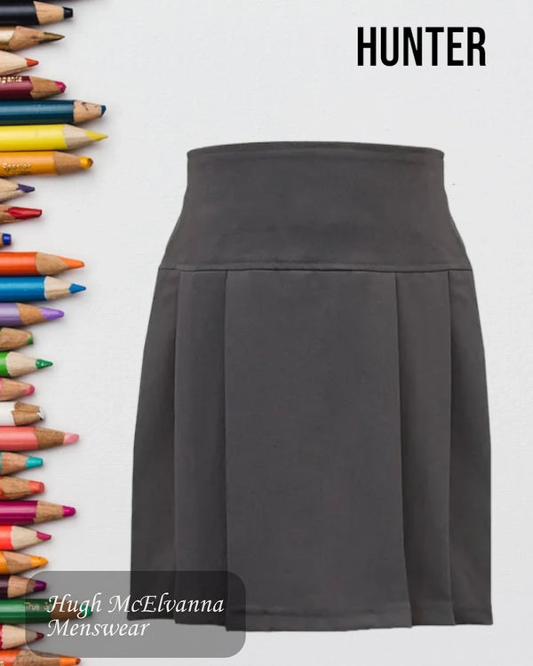 Grey Boxed Pleat Elastic Backed Skirt by Hunter Style: T20