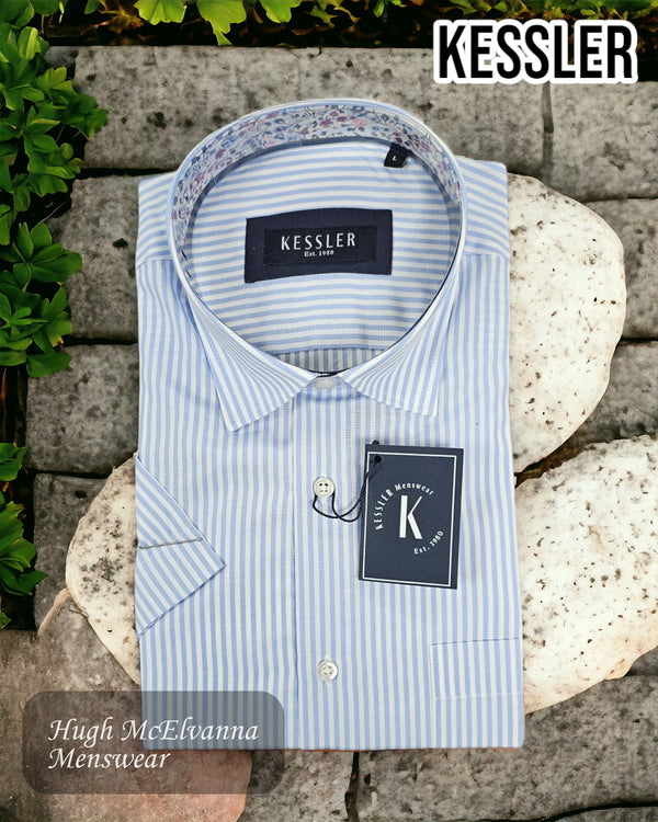 KESSLER Blue Stripe Short Sleeve Shirt - 2022-6