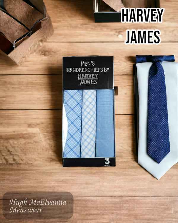 Harvey James 3Pk Blue Boxed Hankies
