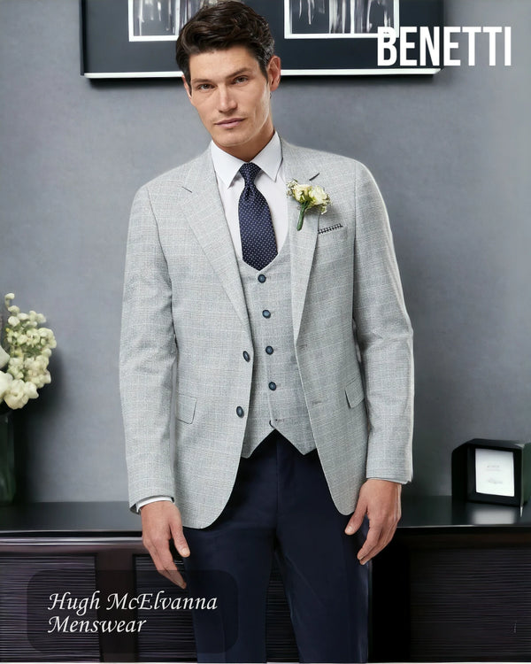 Benetti Suit Jacket 'PHILIP' Silver Check TAILORED FIT