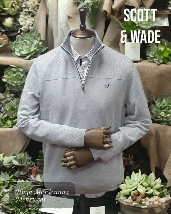 Men's Quarter Zip Scott & Wade 'SIERRA' Grey Cotton ¼ Zip Pullover Style: SWKW5334