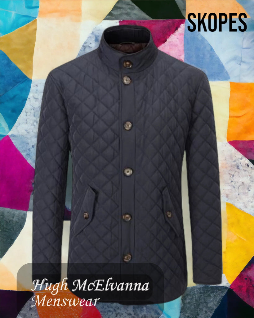 'PEMBRIDGE' Navy Quilted Car Coat by Skopes