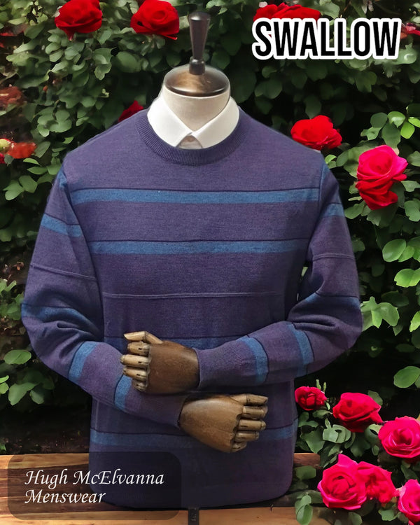 Purple Round Neck Stripe Pullover - AW22.12