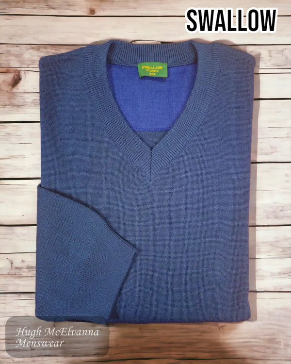 Swallow King Size Blue V-Neck Pullover