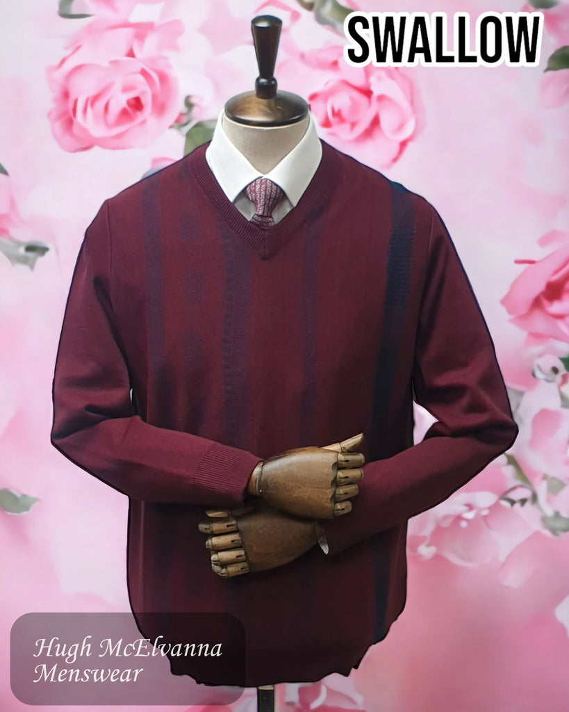 Swallow V-Neck Wine Pullover - AW22.07