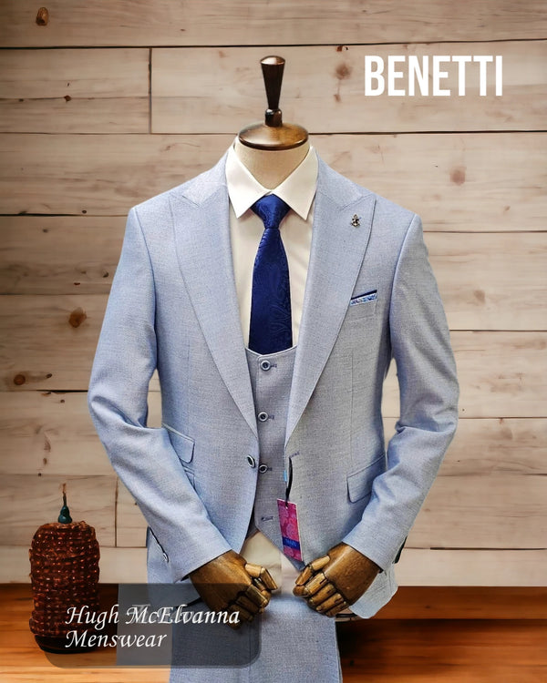 TRAVIS Mens Suit - Smoke Blue Fashion SLIM FIT Style: NAPOLI