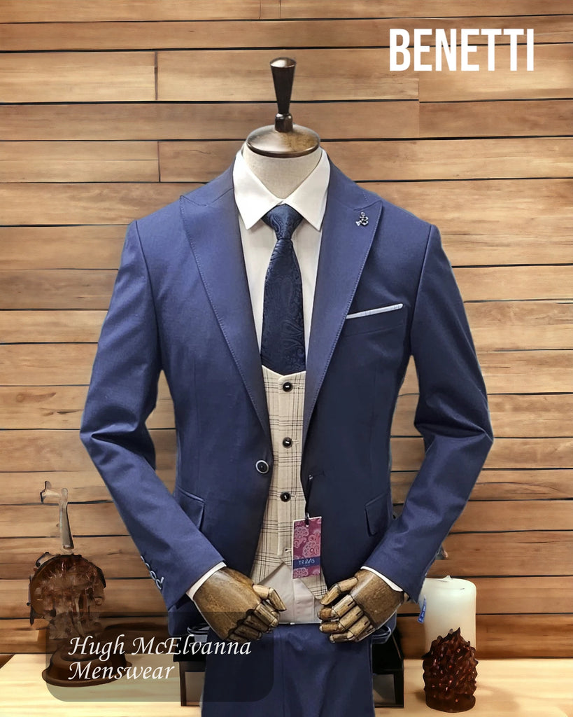 TRAVIS Men's Navy Fashion SLIM FIT 3Pc. Suit Style: PARIS