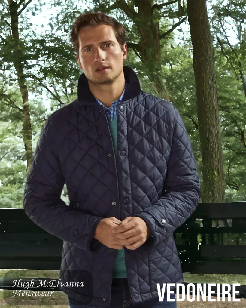 Men's Navy Quilted Jacket by Vedoneire Style: 3172
