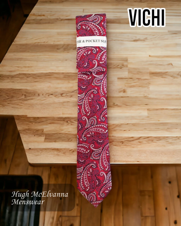Men's Red Design Necktie F71G