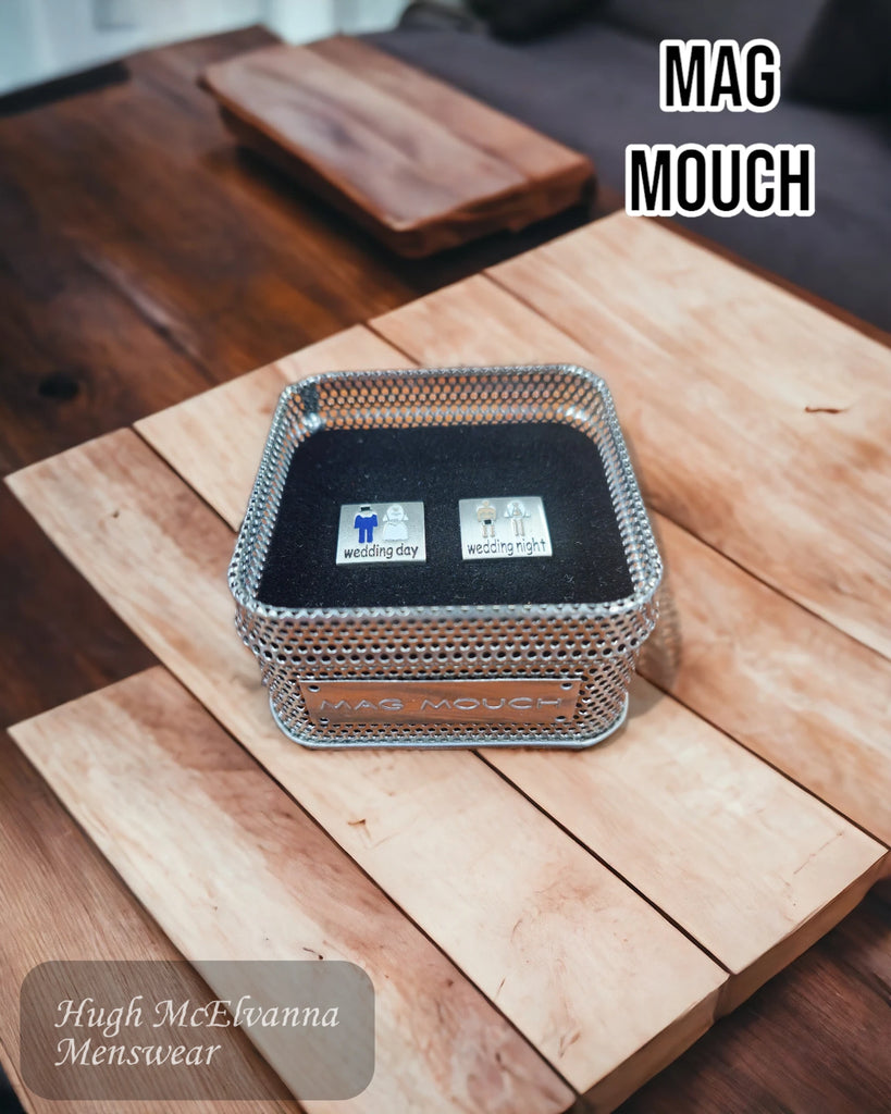 Mag Mouch Wedding Day - Night Cufflinks in a metal presentation box
