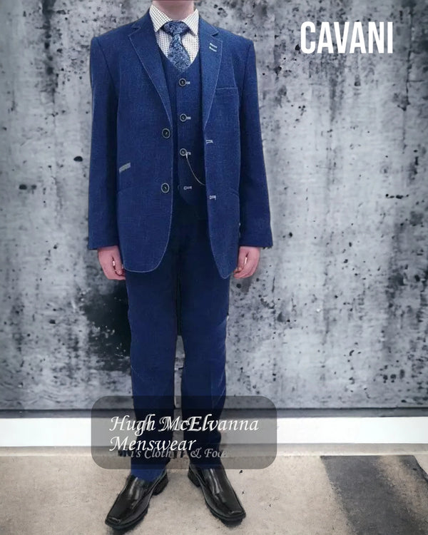 House of Cavani Boys Blue Fashion 3Pc  Suit MIAMI