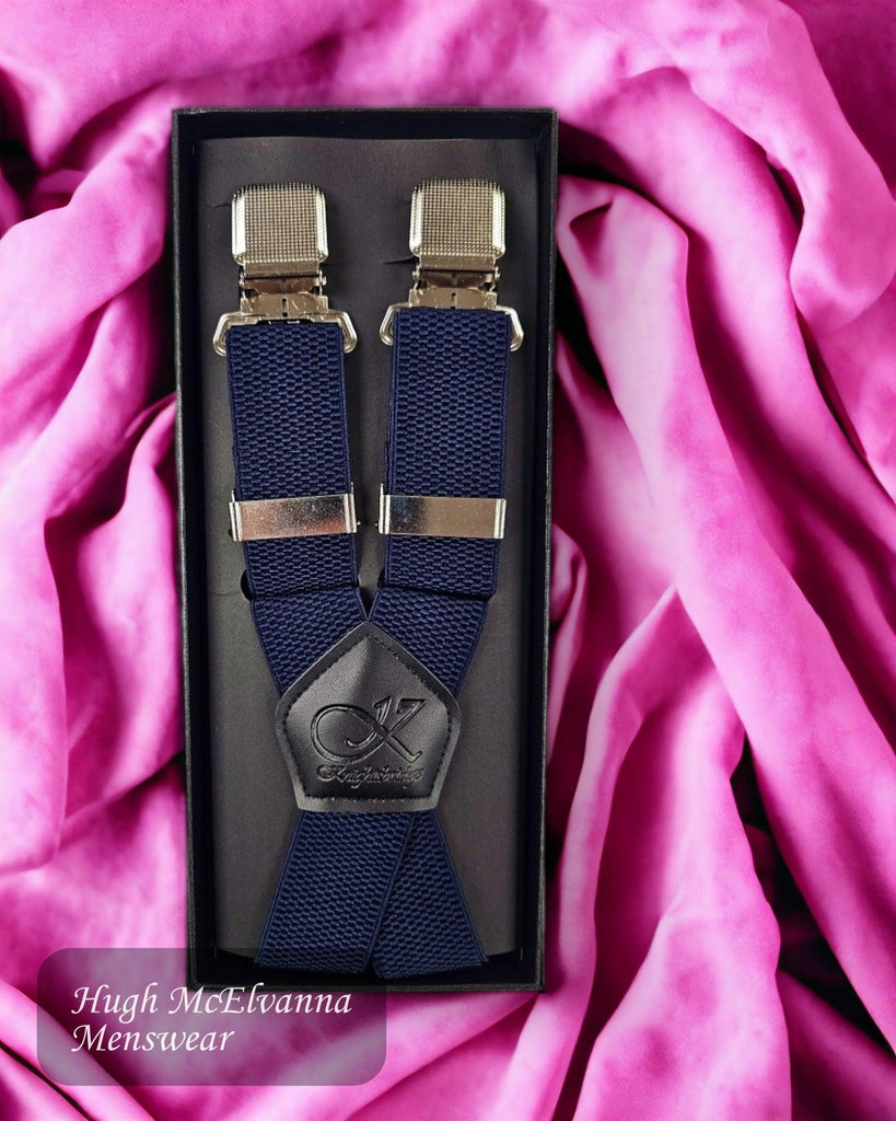 Knightsbridge NAVY Luxury Clip-On Braces - Hugh McElvanna Menswear 