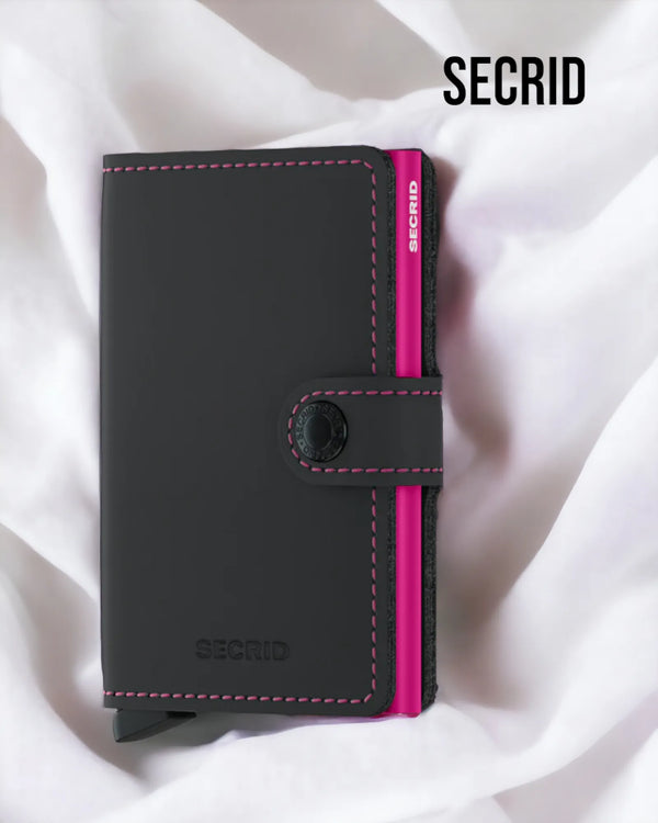Secrid Mini Wallet Black & Fuchsia Pink