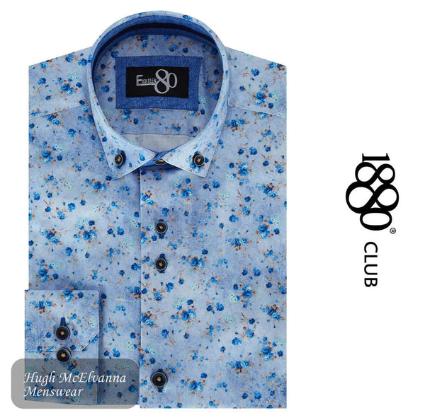1880 Club Boys Blue Floral Long Sleeve Design Print Shirt Style: 25960/23 Hugh McElvanna Menswear