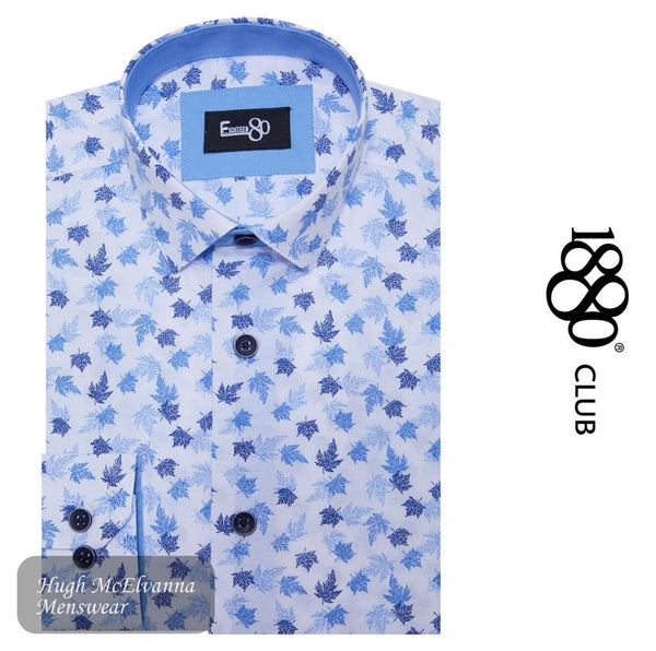 1880 Club Boys Blue Leaf Long Sleeve Design Print Shirt Style: 25966/12 Hugh McElvanna Menswear