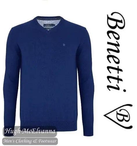 Benetti Royal Blue V-N Cotton Cashmere Touch Pullover Hugh McElvanna Menswear