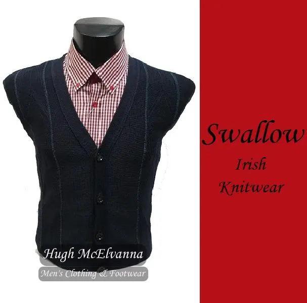 Men's Navy Design Cardigan by Swallow Knitwear Hugh McElvanna Menswear
