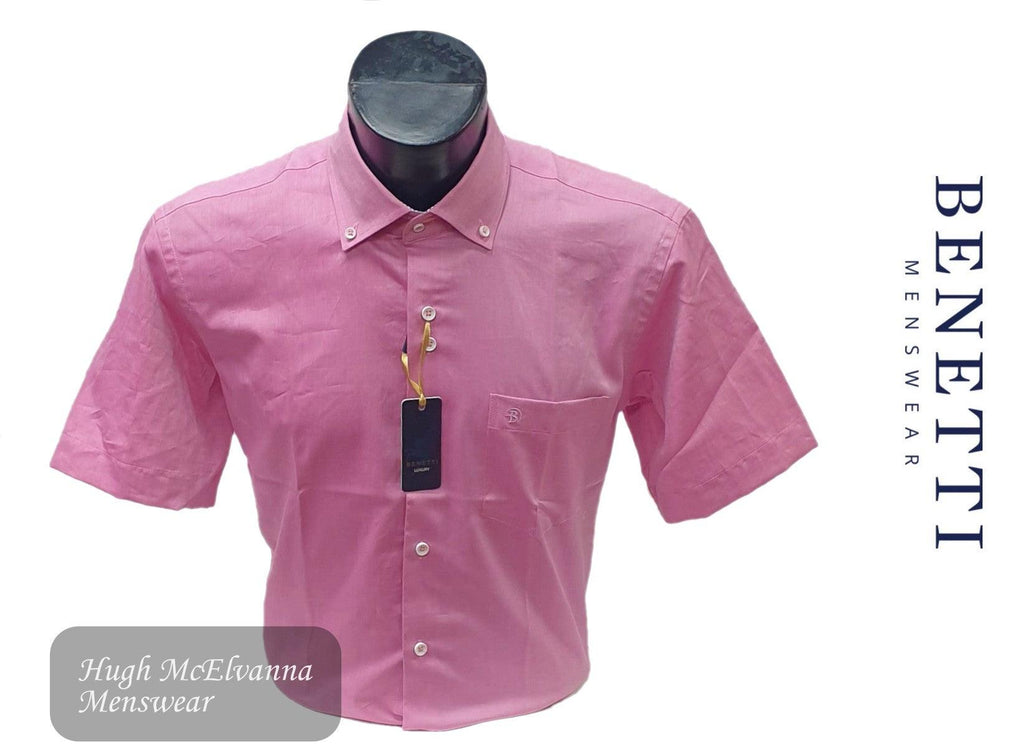 Men's Benetti Rose Modern Fit Oxford Short Sleeve Shirt Hugh McElvanna Menswear