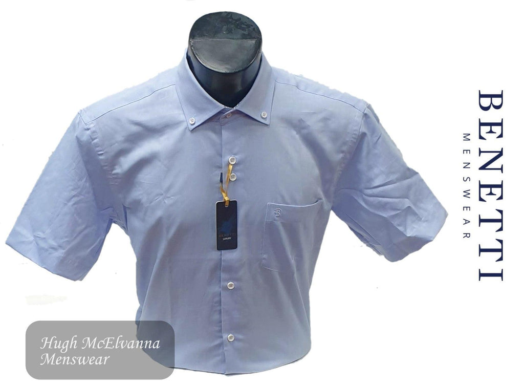 Men's Benetti Sky Modern Fit Oxford Short Sleeve Shirt Hugh McElvanna Menswear